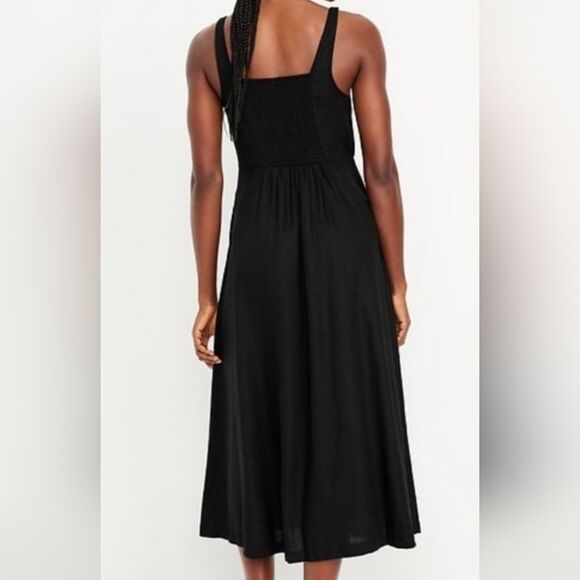 Old Navy Black Linen Blend Maxi Dress. Sleeveless W/ Pockets Size Large. - Picture 3 of 11